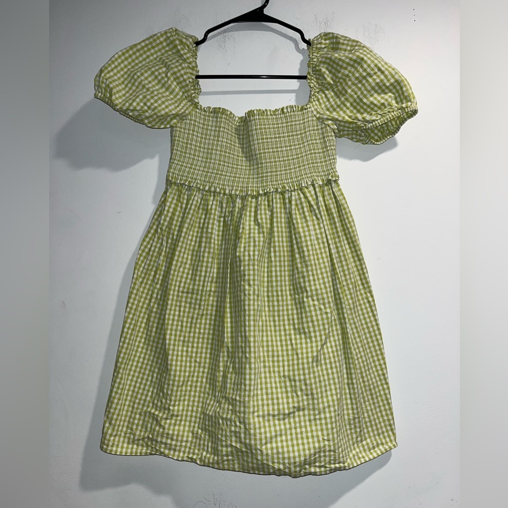 ARITZIA SUNDAY BEST Hadley green gingham puff sleeve mini dress